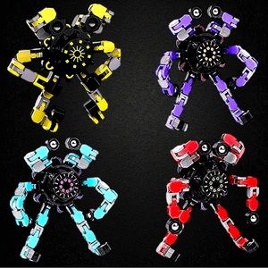NEW Fingertip Deformable Mechanical Top - DIY Finger Spinner- 4-Spinners in Box